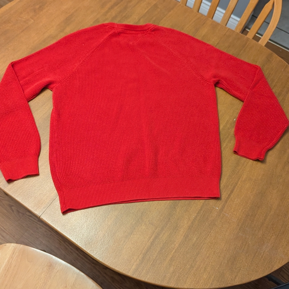 Tommy Hilfiger Sweater Heavyweight 100% Cotton  Neck Pullover Red Medium. Crew. - Picture 9 of 9
